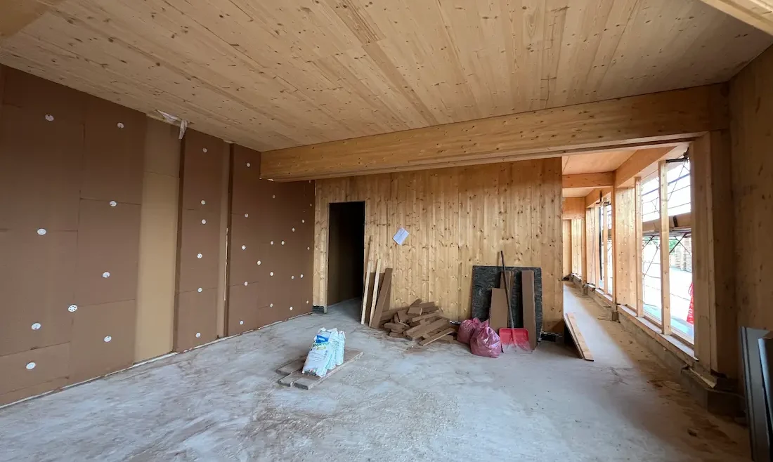 Parete in XLAM ed isolamento interno con fibra di legno(1)